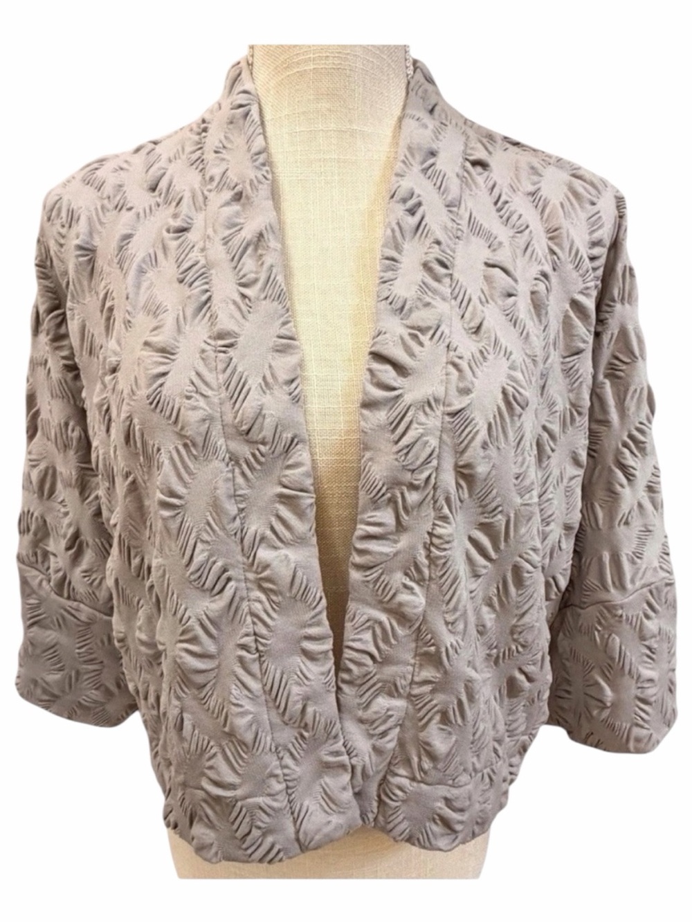 Bryn Walker‎ Textured Cropped Cardigan Greige Lagenlook Made in USA Small